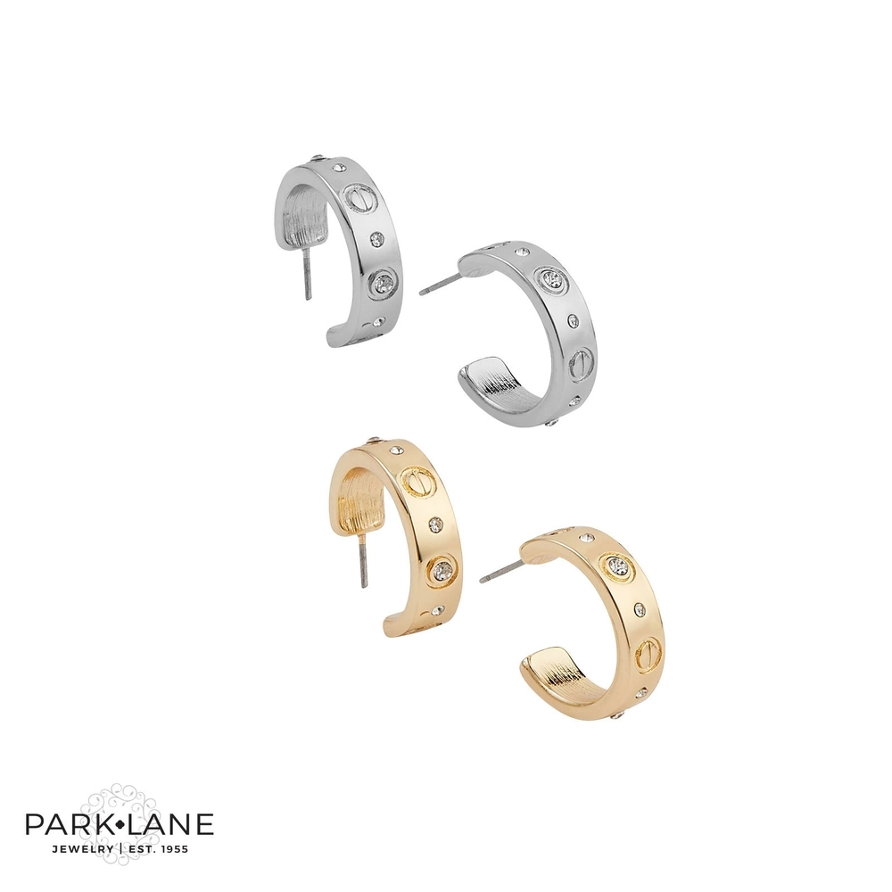 Park Lane Silver Studded Hoop Earrings